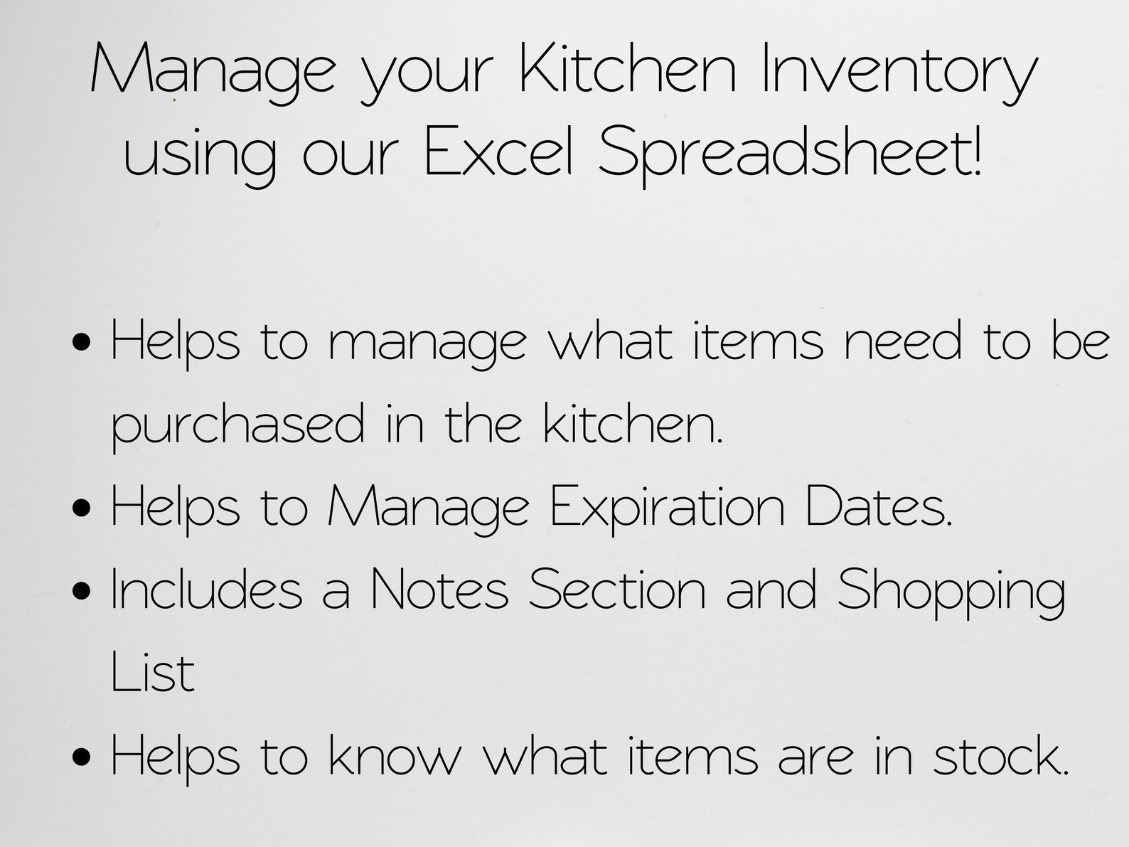 Kitchen Inventory Template Pantry Inventory Spreadsheet List Etsy