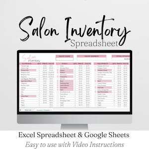 Salon Inventory Template, Salon Inventory Tracker Log, Beauty Salon Setup Checklist, Nail Salon Hair Salon Templates Google Sheet Supplies