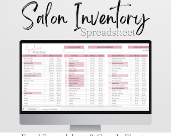 Salon Inventory Template, Salon Inventory Tracker Log, Beauty Salon Setup Checklist, Nail Salon Hair Salon Templates Google Sheet Supplies