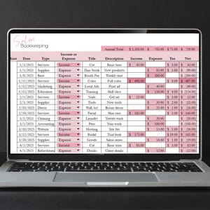 Salon Bookkeeping Template, Hair Salon Income and Expenses Tracker Log, Beauty Salon, Nail Salon Hair Salon Excel Spreadsheet Google Sheets image 10