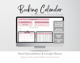 Booking Calendar for Short Term Rental Property Google Sheets, Vacation Rental, Business Availability Reservation Template, Management Sheet