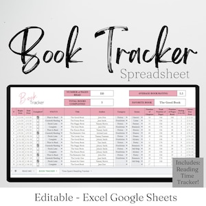 Book Tracker Journal, Book Tracker Excel, Leseplaner, Book Tracker Journal, Digital Book Tracker Tabelle, Buch Excel Tabelle