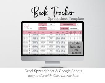 Book Tracker Journal, Book Tracker Excel, Reading Planner, Book Tracker Journal, Digital Book Tracker Spreadsheet, Book Excel Spreadsheet