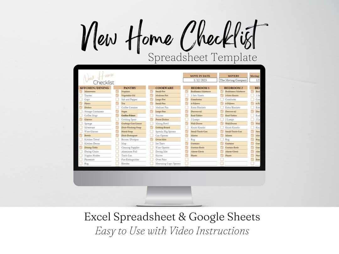 New Home Essentials Checklist, First New Home Checklist, Room by Room ...