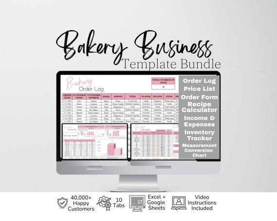 Bakery Business Plan, Bakery Spreadsheet, Bakery Order Form, Bakery Template Google Sheets, Cake Business Bundle Planner, Recipe Calculator