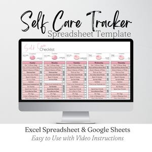 Self Care Tracker Spreadsheet, Self Care Checklist Template, Selfcare Journal, Daily Journal, Digital Self Care Tracker Google Sheets