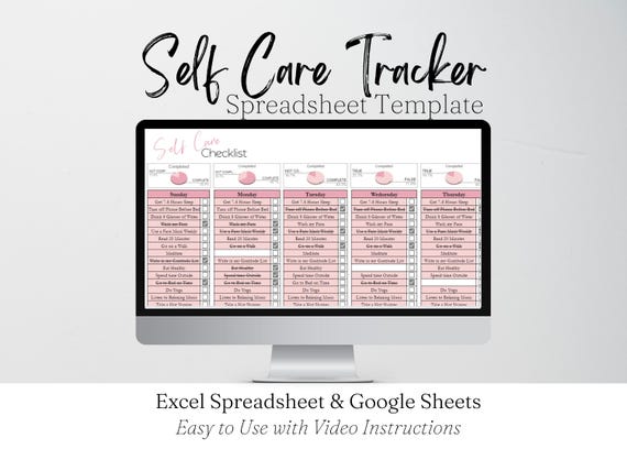 Self Care Tracker Spreadsheet, Self Care Checklist Template, Selfcare Journal, Daily Journal, Digital Self Care Tracker Google Sheets