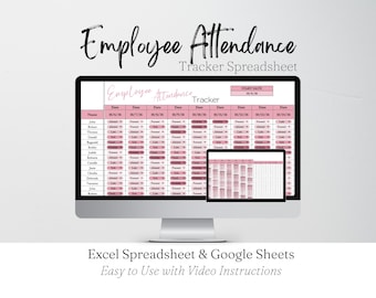 Employee Attendance Tracker Excel Spreadsheet, Human Resources Attendance Sheet, Absence Tracker, HR Templates, Employee Management Office