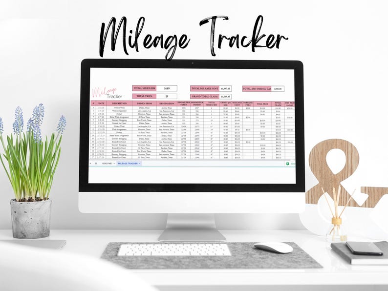 Mileage Log Template Excel Spreadsheet, Mileage Calculator, Mileage Tracker, Mileage Tracking, Travel Chart, Vehicle Mileage Google Sheets image 1