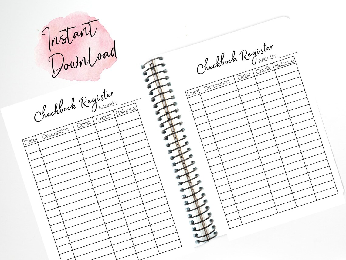 Checkbook Register Printable Check Book Register Checkbook - Etsy