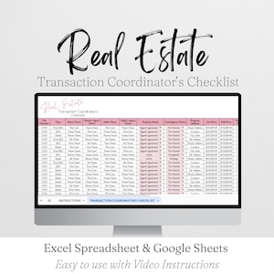 Real Estate Transaction Coordinator Checklist, Realtor Transaction Checklist, Transaction Coordinator Tracker, Coordinator Templates Log