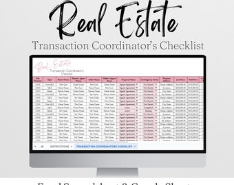 Real Estate Transaction Coordinator Checklist, Realtor Transaction Checklist, Transaction Coordinator Tracker, Coordinator Templates Log