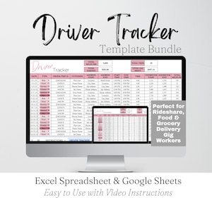 Driver Tracker, Planner dodatkowej pracy Arkusz Google, Dziennik kierowcy gig, Kierowca dostawy żywności, Śledzenie przebiegu, Dziennik jazdy, Praca gig Rideshare