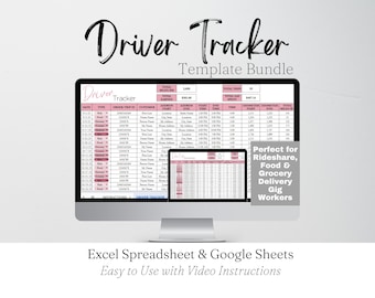 Chauffeurstracker, Google-blad side Hustle Planner, logboek chauffeur, logboek chauffeur, maaltijdbezorger, kilometerteller, rijlogboek, ritten delen