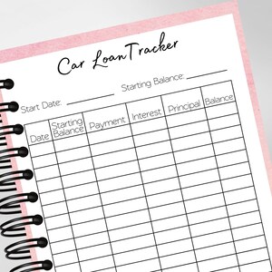 Car Loan Payment Tracker, Car Loan Tracker, Car Loan Payoff Tracker ...