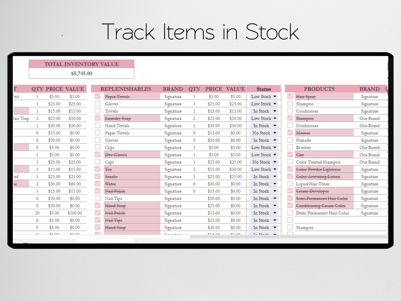 Salon Inventory Template Salon Inventory Tracker Log Beauty Etsy