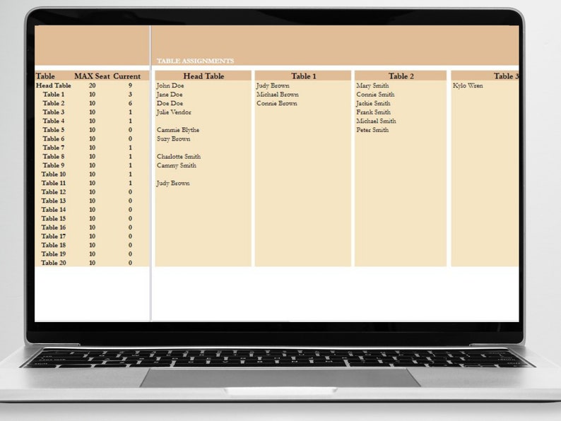 Wedding Guest List Google Sheets Wedding Guest List Excel Etsy