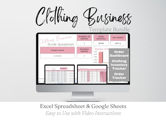 Clothing Business Spreadsheet Bundle Google Sheets, Clothing Inventory Tracker, Order Tracker, Apparel Order Form, Small Business Template