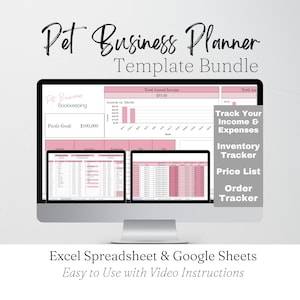 Pet Business Planner Template Google Sheets, Dog Grooming Business Bookkeeping Templates, Dog Training, Pet Care Service Planning Bundle