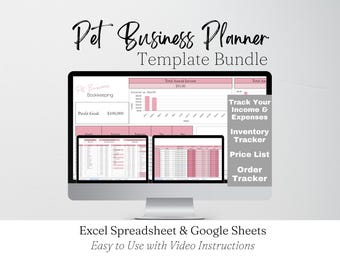 Haustier Business Planer Vorlage Google Sheets, Hundepflege Business Buchhaltung Vorlagen, Hundetraining, Pet Care Service Planungs Bundle