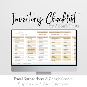 Inventory Checklist Template for Rental Property Management, Short Term Rental Spreadsheet, Rental Furniture Check List Spreadsheet