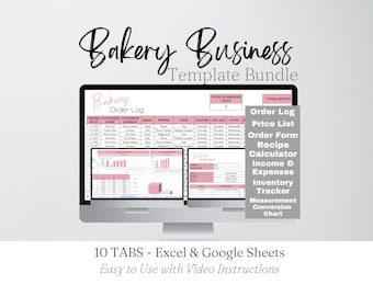 Bakery Business Plan, Bakery Spreadsheet, Bakery Order Form, Bakery Template Google Sheets, Cake Business Bundle Planner, Recipe Calculator