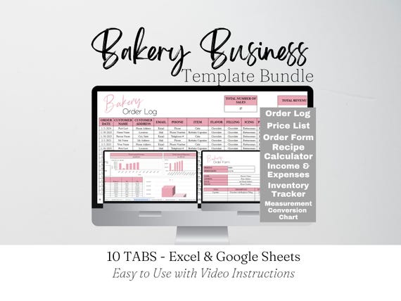 Bakery Business Plan, Bakery Spreadsheet, Bakery Order Form, Bakery Template Google Sheets, Cake Business Bundle Planner, Recipe Calculator