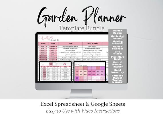 Garden Planner, Garden Spreadsheet, Garden Tracker, Planting Tracker, Gardening Journal, Editable Planner, Garden Design, Garden Log Sheet