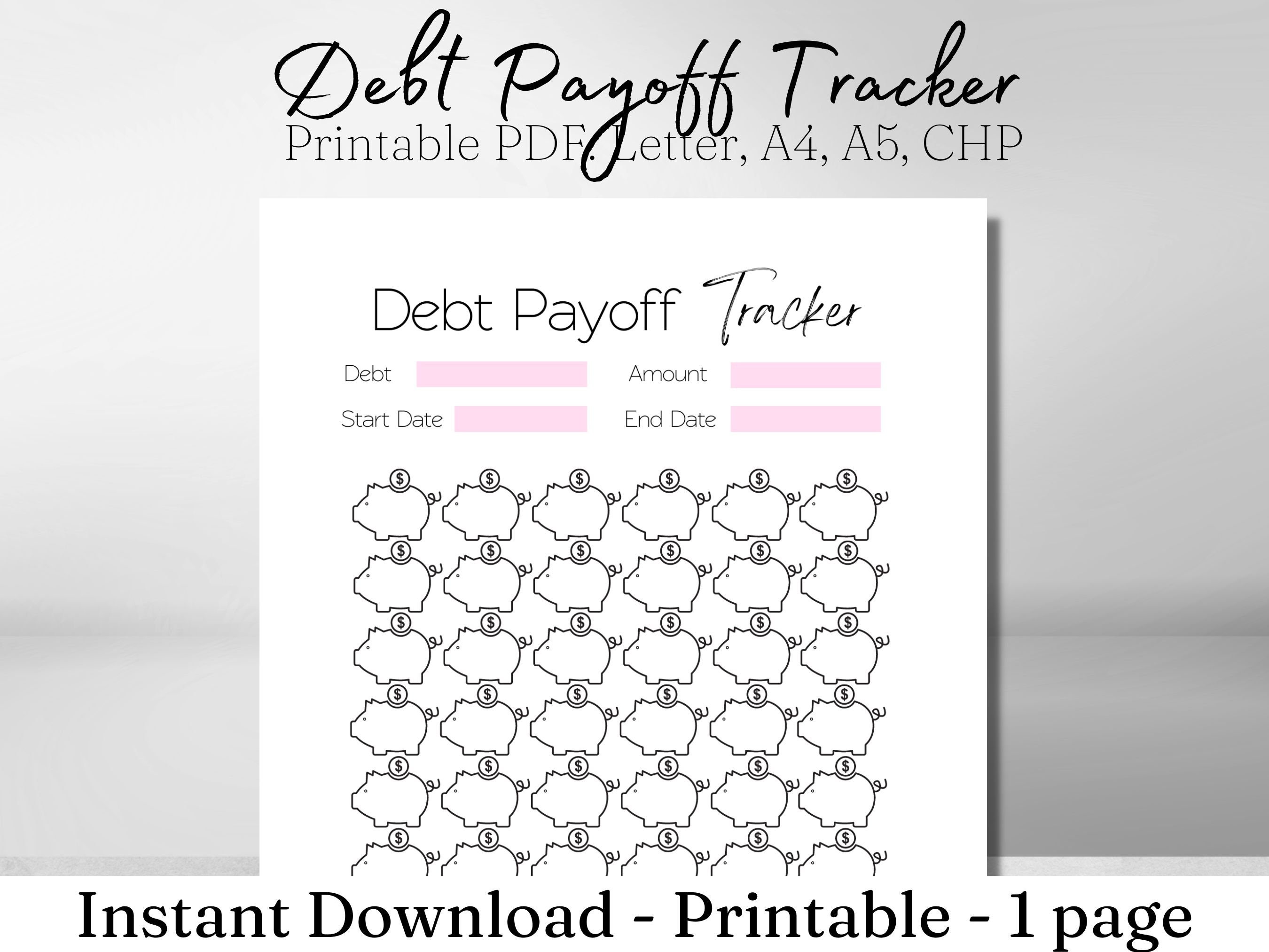 Debt Payoff Tracker Piggy Bank Printable PDF Debt Printable - Etsy