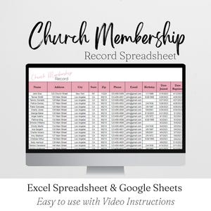 Vorlage für das Kirchenmitgliedschaftsverzeichnis, Excel-Arbeitsblatt, Kirchenmitgliedschaftsliste, Kirchenroster-Vorlagenlog, Kirchenmitglieder Google Sheets