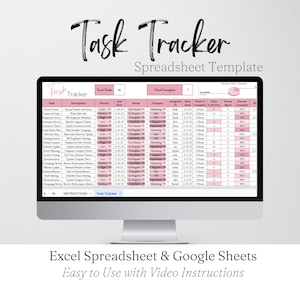 Task Tracker, Employee Task List, Time Management, Task Planner Google Sheet Spreadsheet, Work Planner, Project Planning, Team Management