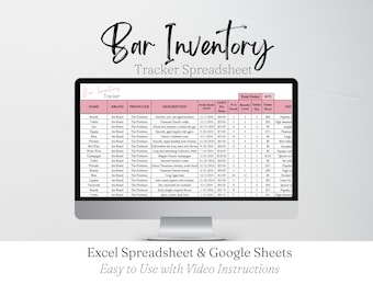 Bar Inventory Spreadsheet, Liquor Inventory, Beer and Wine Inventory, Alcohol Inventory, Restaurant Bar Template Order Tracker Google Sheet
