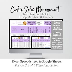 Cookie Template Bundle Google Sheet, Girl Cookie Inventory Tracker Excel Spreadsheet, Troop Leader Fundraiser Cookie Sales Tracker Troop Mom