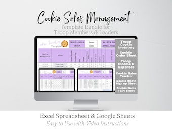 Cookie Template Bundle Google Sheet, Girl Cookie Inventory Tracker Excel Spreadsheet, Troop Leader Fundraiser Cookie Sales Tracker Troop Mom