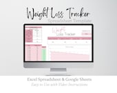 Weight Loss Tracker Google Sheets, Weight Loss Tracker Excel, Weight Loss Planner Excel, Weight Loss Tracker Digital, Weight Loss Chart