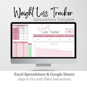 Tracker di perdita di peso Fogli Google, Tracker di perdita di peso Excel, Planner di perdita di peso Excel, Tracker di perdita di peso digitale, Grafico di perdita di peso