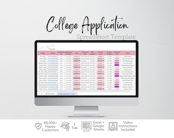College Application Tracker Google Sheet, College Planning Spreadsheet Template, College Preparation Deadline Tracker Excel, College Planner