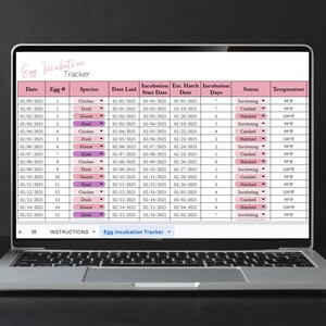 Egg Hatching Tracker, Egg Incubation Google Sheets, Homestead Template ...