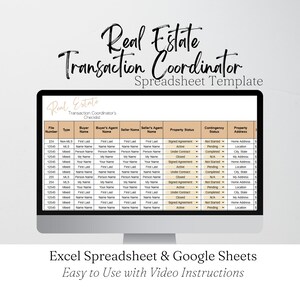 Realtor Transaction Checklist, Real Estate Excel Spreadsheets, Transaction Coordinator Tracker, Transaction Coordinator Templates Checklist image 1