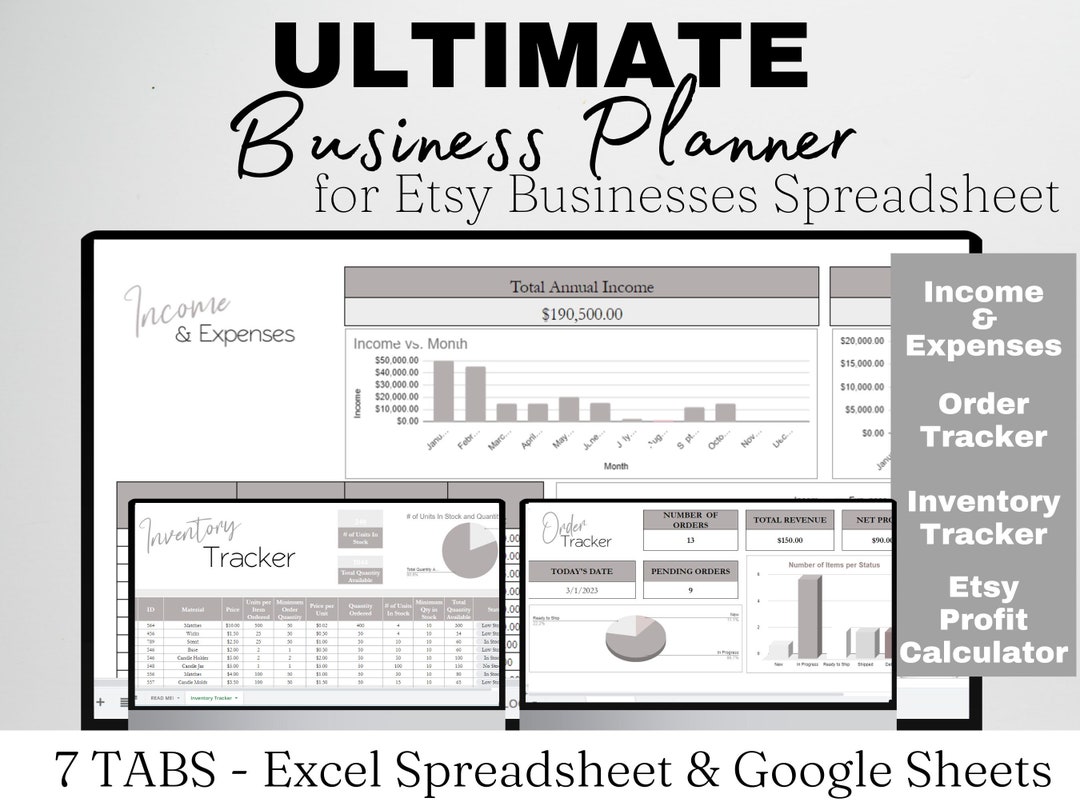 Business Planner Excel, Etsy Business Expense Tracker Google Sheets ...
