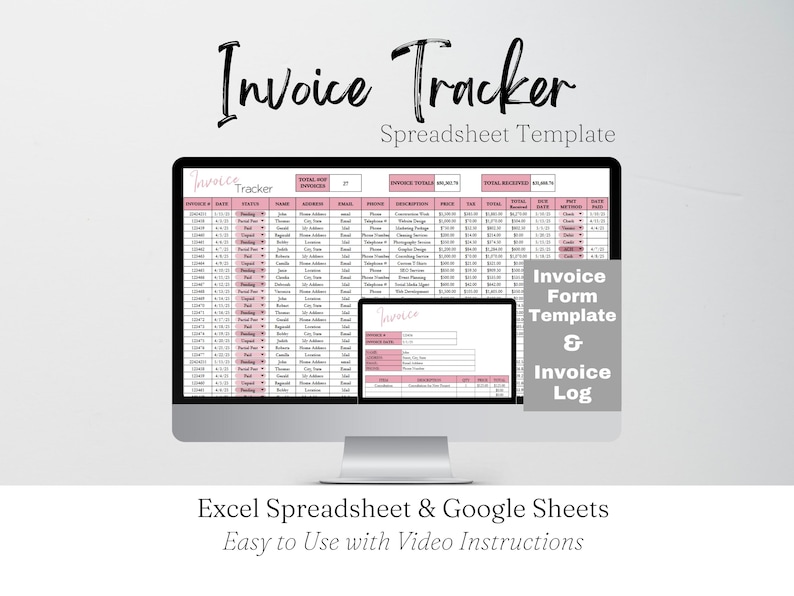 Invoice Tracker Template Business Spreadsheet, Payment Tracking ...