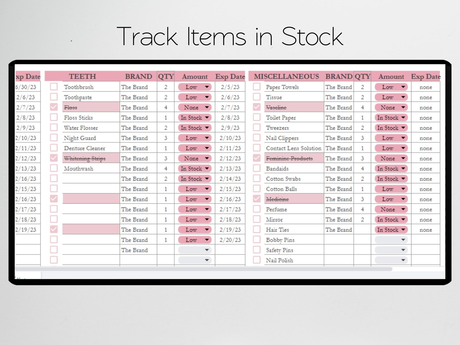 Toiletries Inventory Toiletries Packing List for Travel Etsy