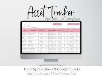 Asset Tracker Google Sheets, Small Business Property Inventory Template, Financial Tracker Depreciation Tracker Excel Spreadsheet Management