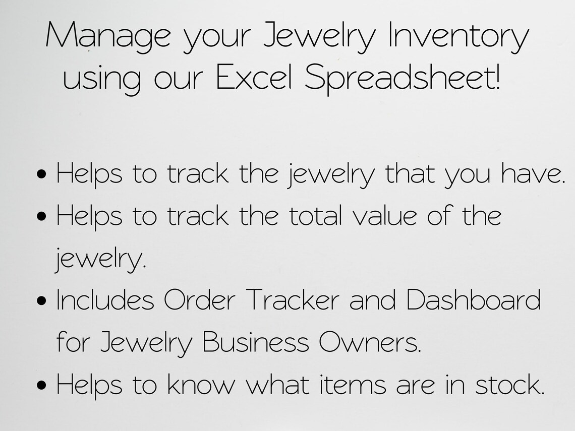 Jewelry Inventory Tracker Jewelry Making Planner List Excel Etsy