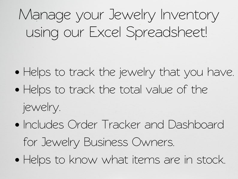 Jewelry Inventory Tracker, Jewelry Making Planner List Excel