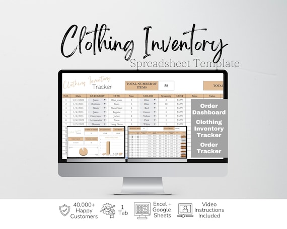 Clothing Business Inventory Tracker Log, Clothing Inventory Template,Tshirt Business, Apparel Templates, Excel Spreadsheet Google Sheet
