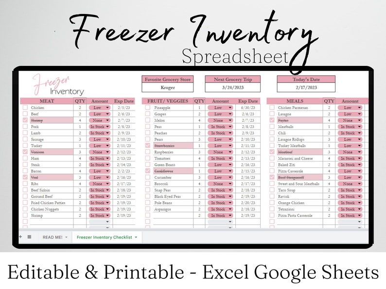 Freezer Inventory Template Freezer Checklist Freezer List Etsy Freezer Inventory Template Freezer Checklist Freezer List Etsy