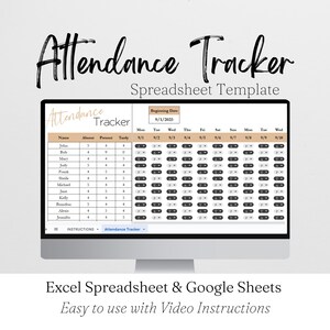 Attendance Tracker for Google Sheets, Attendance Sheet, Attendance Record, Attendance Log Attendance Tracker Excel Log School Class Template