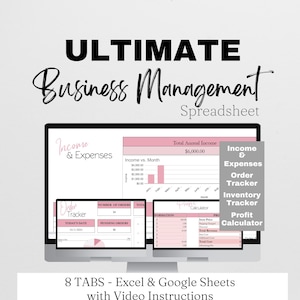 Small Business Templates Bundle Google Sheets, Business Bookkeeping Spreadsheet, Business Management Excel Inventory Tracker, Order Tracker