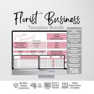 Flower Shop Business Templates, Florist Business Planner, Floral Template, Floral Design, Wedding Business, Florist Organizer Spreadsheet
